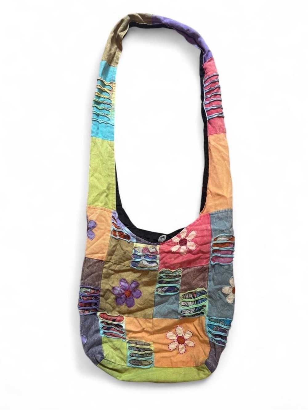 Bohemian Patchwork Floral Sling Tote - Multicolor